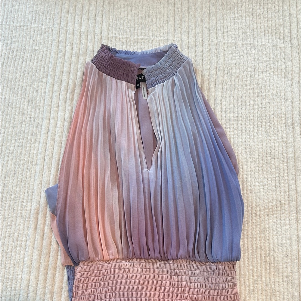 1. State Multicolor Pleated Midi Dress